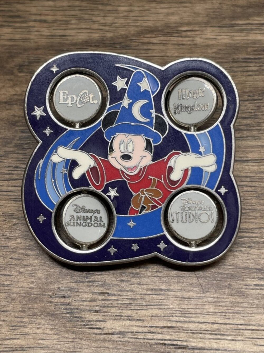WDW 2009 SORCERER MICKEY WITH 4 SPINNING PARK ICONS DISNEY LAPEL PIN KG JD